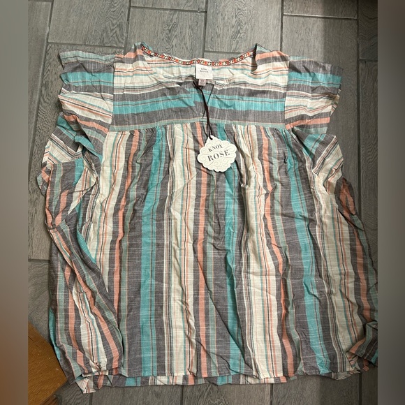 NWT Knox rose flutter sleeve shirt striped 2X runs big like a 3X - Picture 3 of 6
